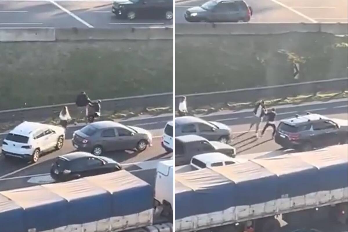 El momento del altercado en la Panamericana