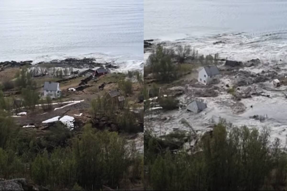 El momento del desplazamiento de tierra que se produjo este miércoles en Noruega