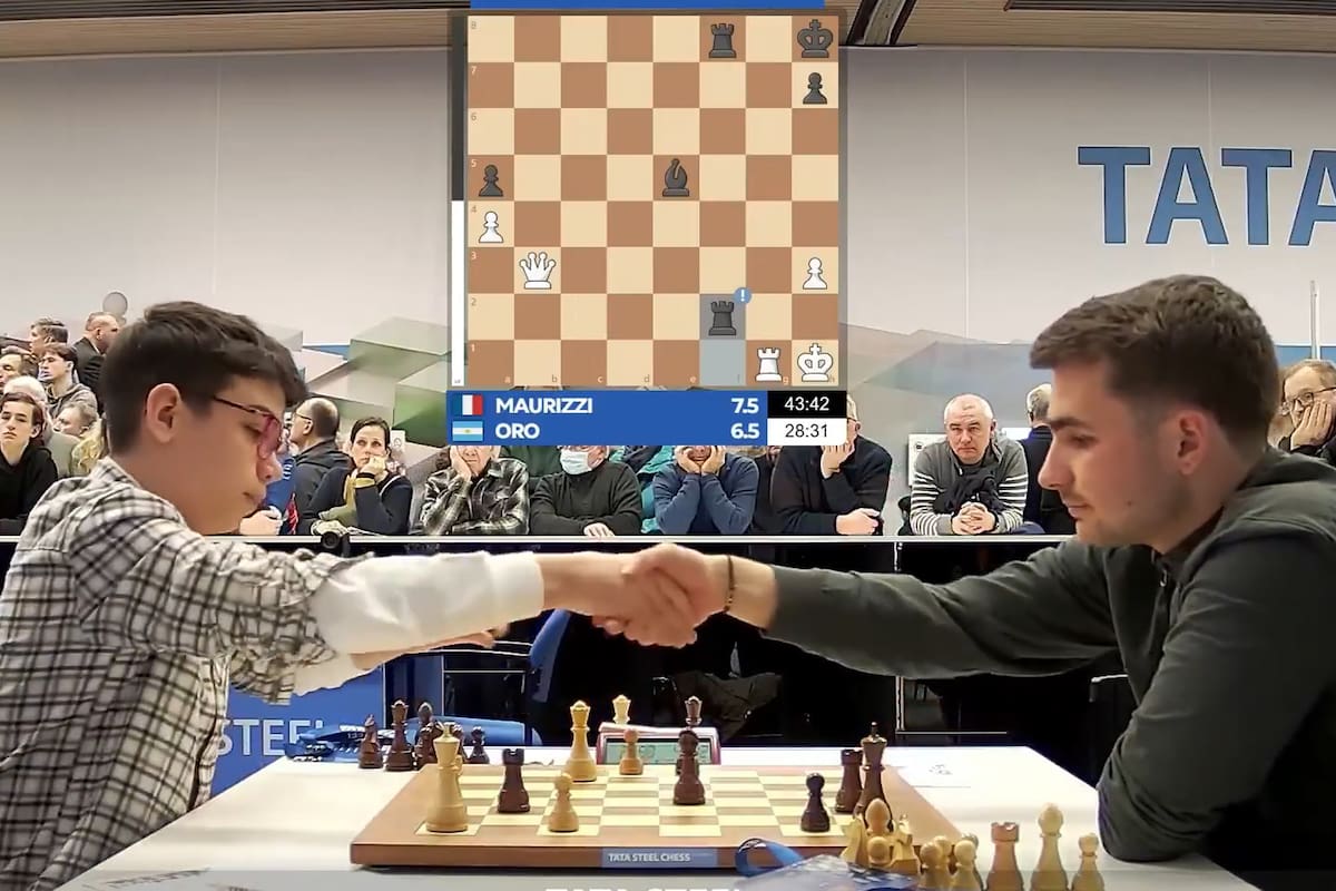 El momento donde Oro sella las tablas con el Gran Maestro Maurizzi (https://x.com/tatasteelchess)