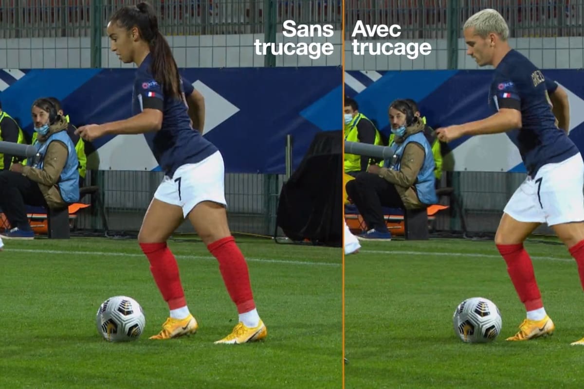 El momento en donde Orange revela el "truco" donde reemplaza jugadoras de la selección francesa femenina con estrellas del fútbol masculino