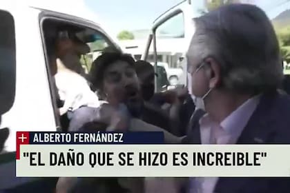 El momento en el que Alberto Fernández quedó frente a frente con los manifestantes en Chubut