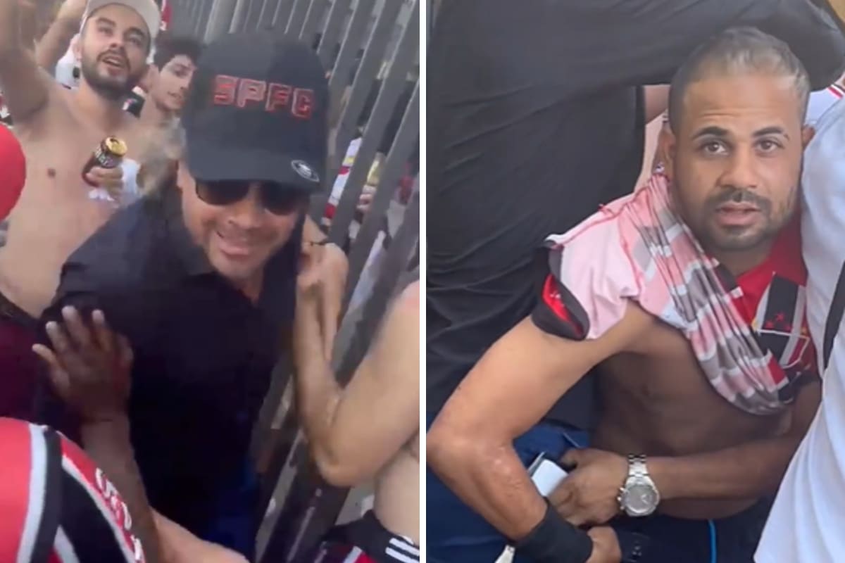 El momento en el que Diego Lugano persigue al ladrón que le sustrajo el teléfono durante los festejos por el campeonato que obtuvo San Pablo