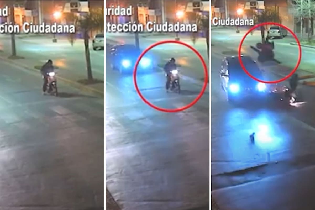 El momento en el que el motociclista es atropellado