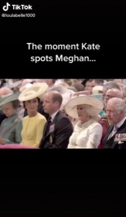 El momento en el que Kate mira hacia donde está Meghan con gesto de disgusto