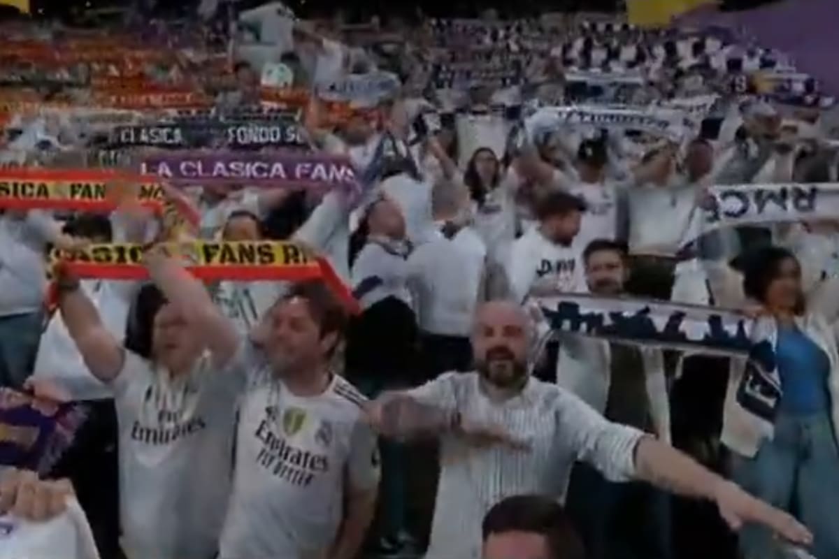 El momento en el que las cámaras enfocan al hincha de Real Madrid y él hace el saludo nazi