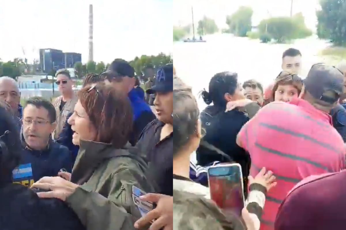 El momento en que Bullrich tiene que irse escoltada por las fuerzas de seguridad.