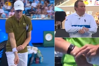 El momento en que el umpire le hace quitar e ldispositivo a Sinner