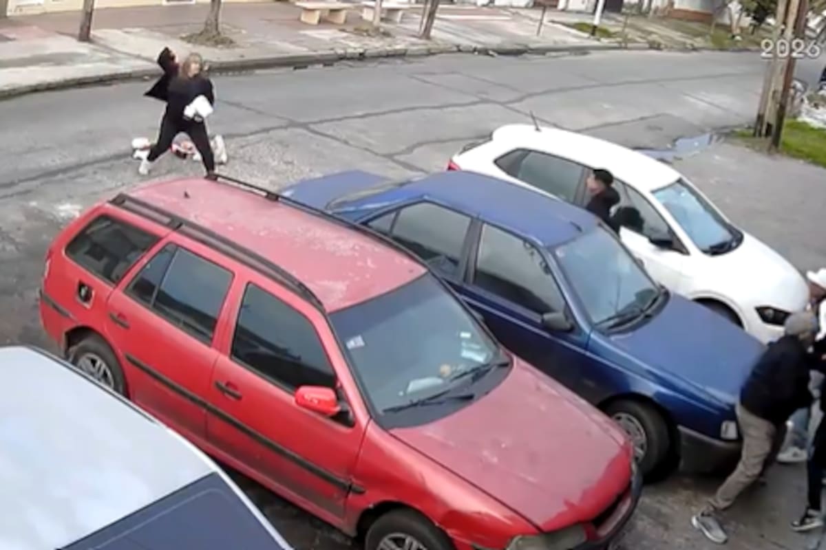El momento en que la mujer ataca a los delincuentes
