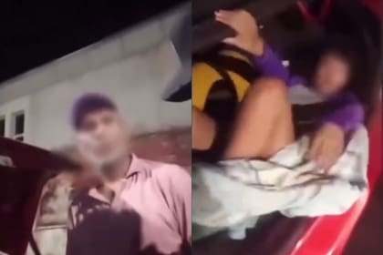 El momento en que la mujer fue hallada en el baúl del auto del taxista.