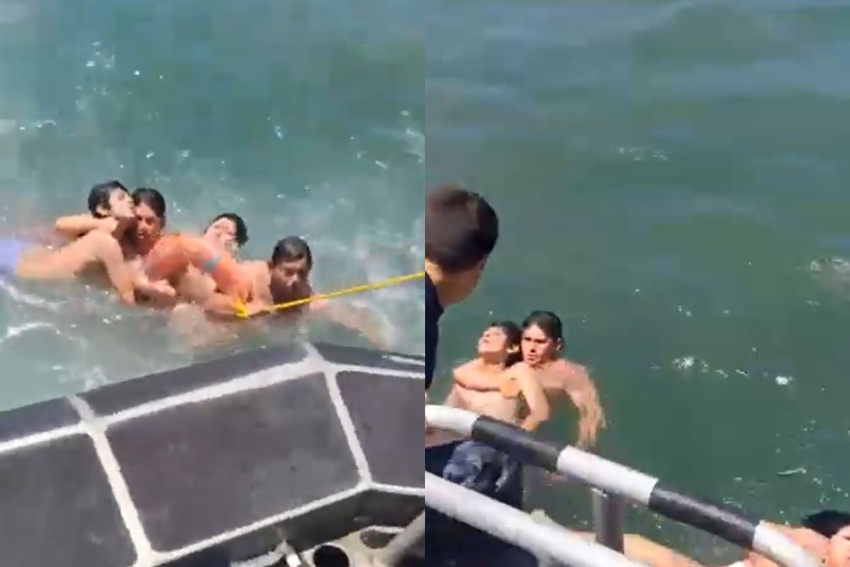 El momento en que los jóvenes fueron rescatados.