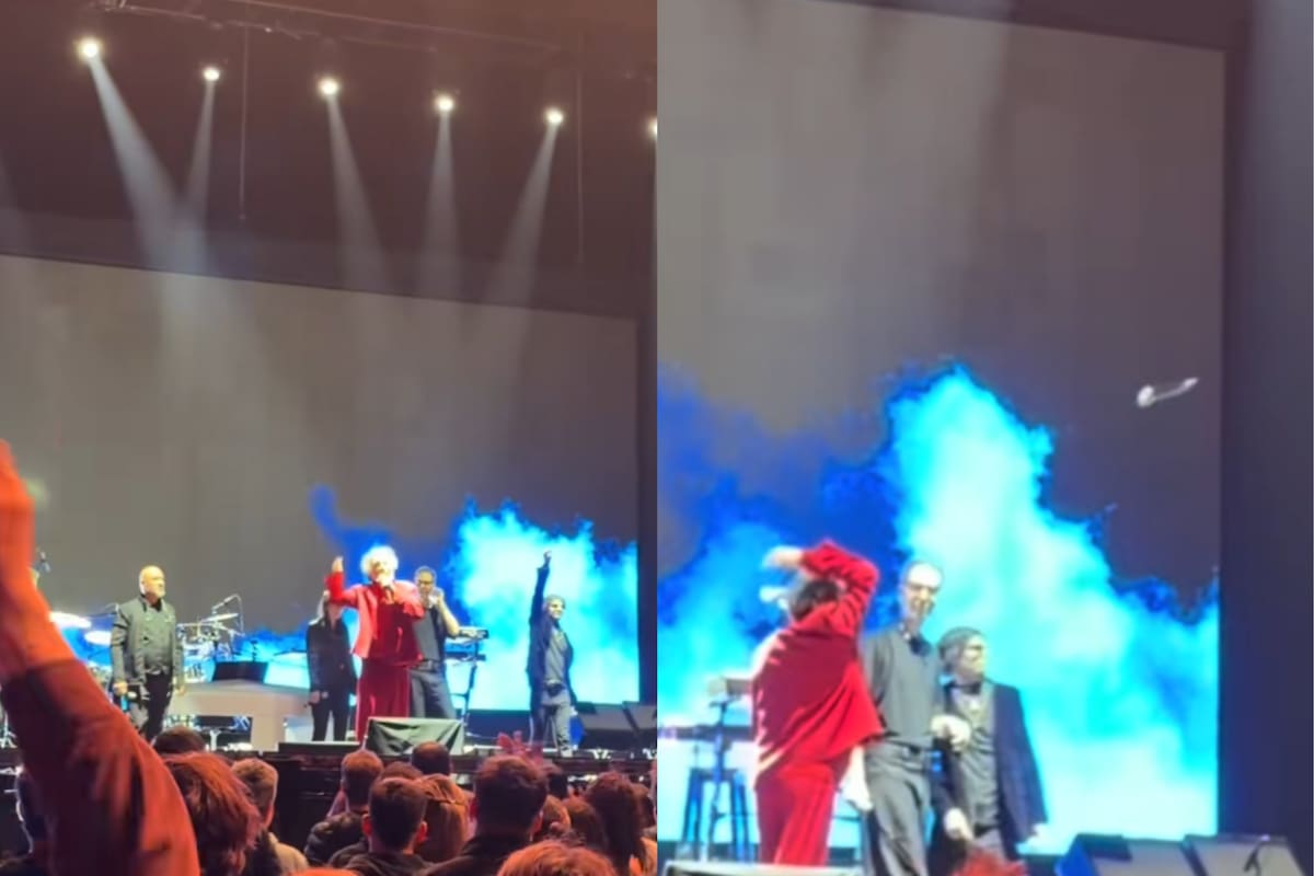 El momento en que revoleó el micrófono