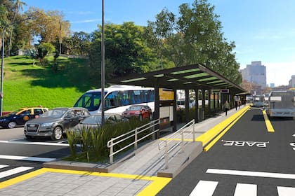 El montaje muestra cómo quedará la zona de Parque Lezama cuando terminen de construirse los carriles exclusivos del metrobus del Bajo
