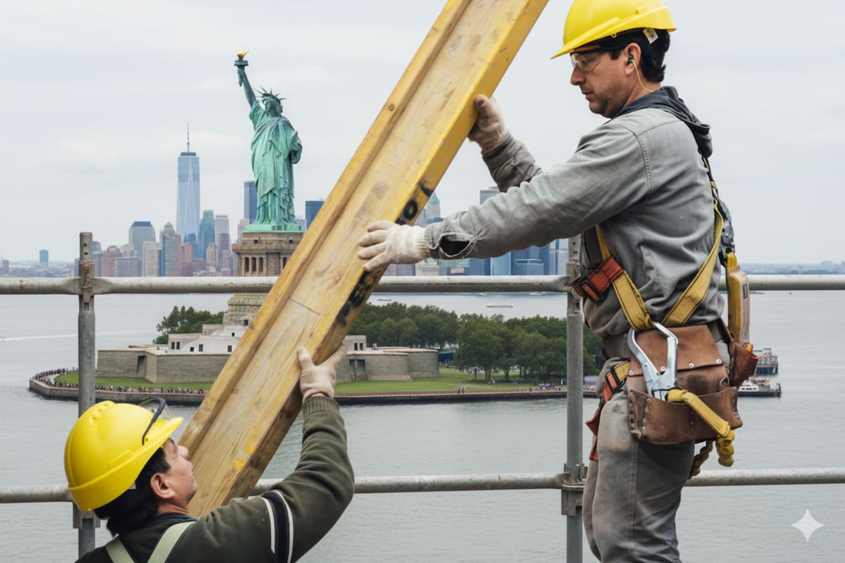 El monto que perciben los trabajadores de la construcción en NY en promedio es superior al salario mínimo a nivel nacional