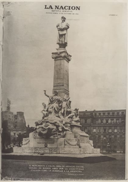 El Monumento a Colón en la portada de la revista semanal de La Nación del 12 de octubre de 1930