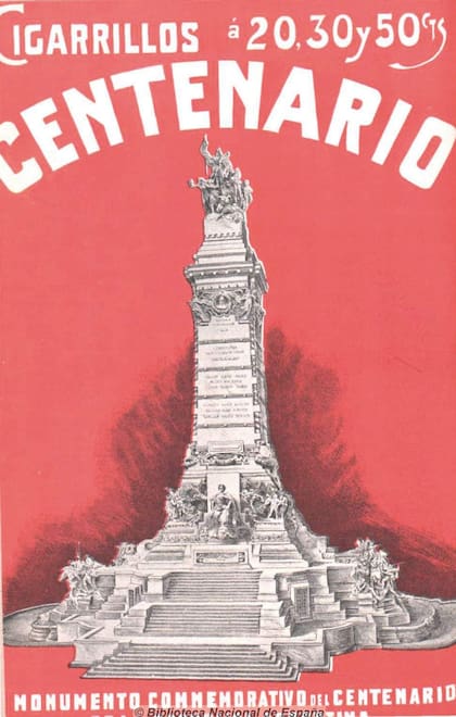 El Monumento del Centenario llegó a los avisos de cigarrillos Centenario, que lo tomaron como motivo publicitario.