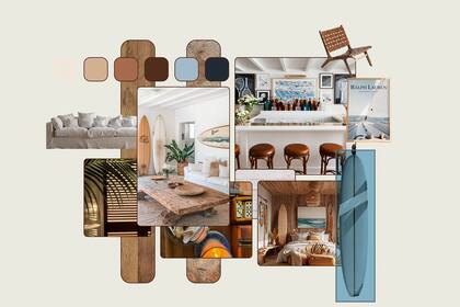 El moodboard del departamento que hará en Remeros Beach junto con Woodmarket. ¡Nada de colores oscuros!