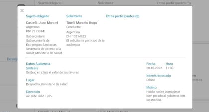 El motivo consignado en el Registro de Audiencias.