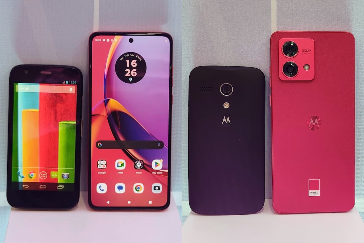 El Moto G original de 2013 junto a un Moto G84 5G de 2023