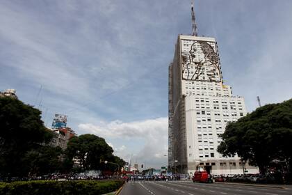 El mural de Evita en el edificio del Ministerio de Desarrollo Social