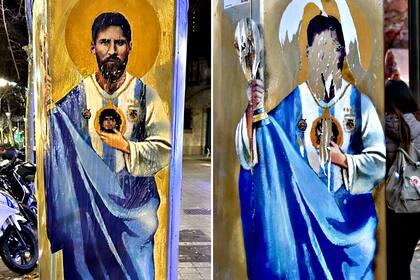 El mural de Lionel Messi que fue atacado en Barcelona