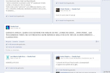 El muro de Claudia Puyó en Facebook
