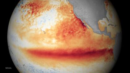 El Niño provoca aguas inusualmente cálidas en la superficie del océano Pacífico tropical oriental y central (BBC)