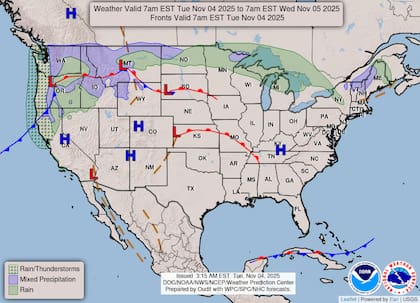 El noreste y los Grandes Lagos experimentarán condiciones variables con intervalos de sol y nubes tras el paso de un frente frío, el primero de una serie de sistemas que afectarán la región durante la semana