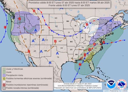 El norte de Florida, sureste de Georgia y sur de Carolina del Sur enfrentan riesgo de ráfagas intensas y tornados aislados debido a alta humedad y cizalladura del viento