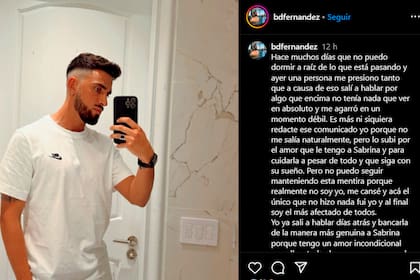 El novio de Sabrina borró la publicación donde la apoyaba y realizó otro llamativo posteo: "Perdió la cabeza"