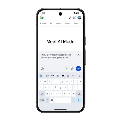 El nuevo AI Mode demostrando sus capacidades de agente. Crédito: Google.