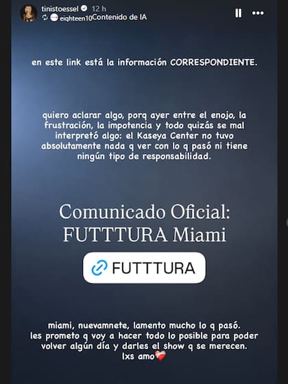 El nuevo comunicado de Tini