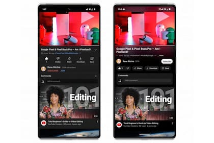 El nuevo diseño de YouTube (a la derecha) comparado con el anterior (a la izquierda)