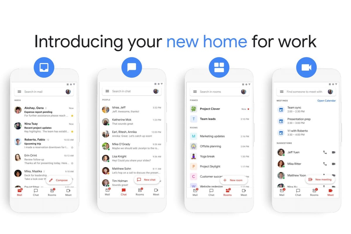 El nuevo diseño que prepara Google para integrar Chat, Rooms y Meet