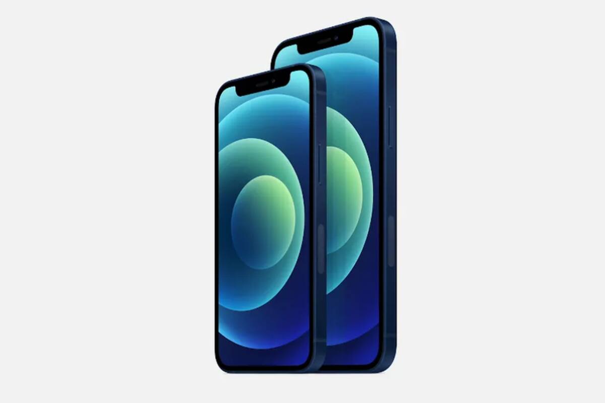 El nuevo iPhone 12 mini junto al iPhone 12, dos de los nuevos teléfonos 5G que presentó Apple