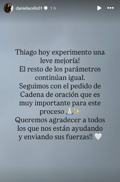 El nuevo parte médico de Daniela Celis sobre Thiago Medina