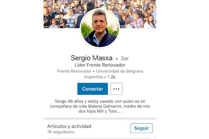 El nuevo perfil de Massa en LinkedIn