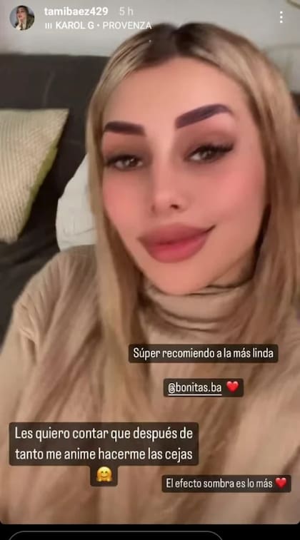 El nuevo retoque estético de Tamara Báez, la pareja de L-Gante (Foto: @tamibaez429)