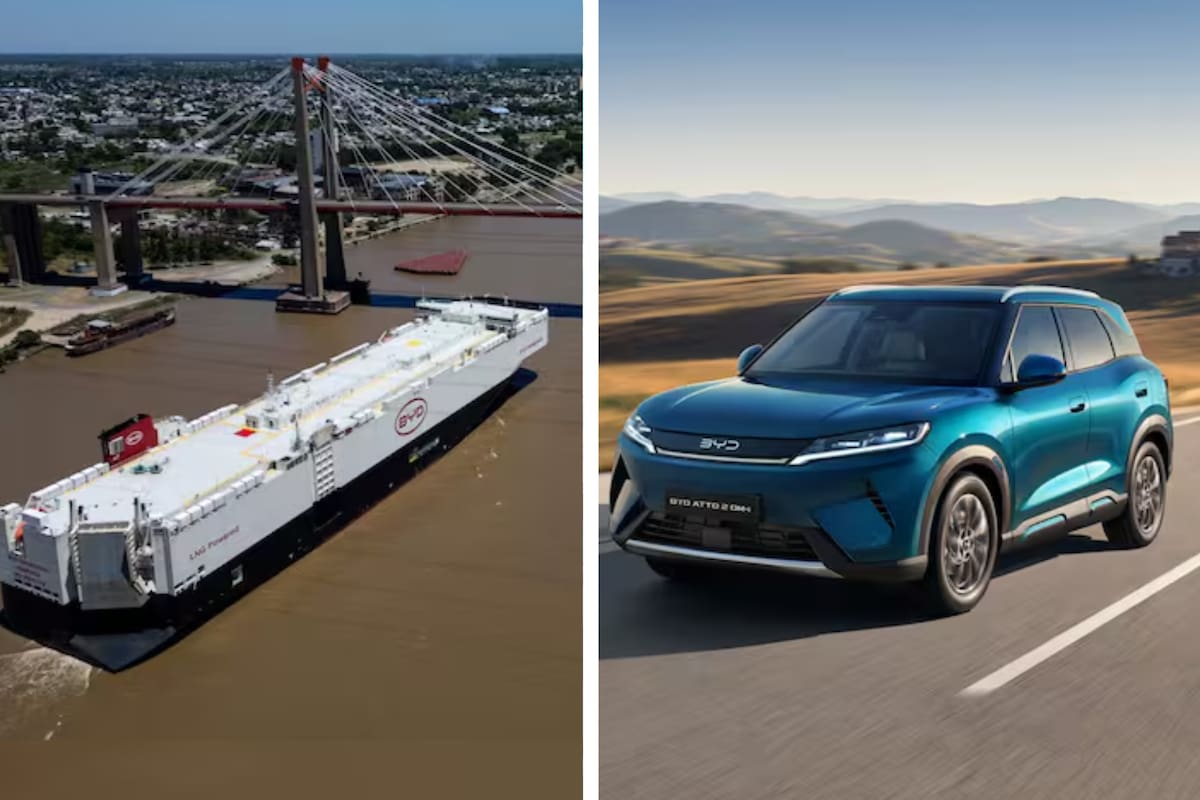 El nuevo SUV de BYD ATTO 2 llegó en el barco que la compañía trajo al puerto de Zárate