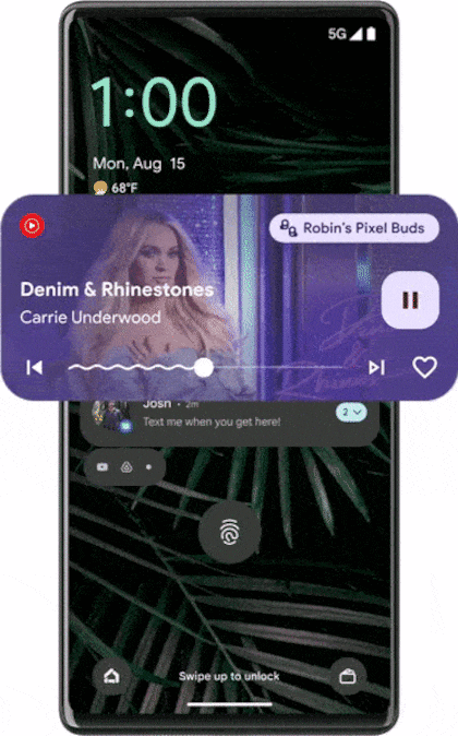 El nuevo widget del reproductor de música de Android 13