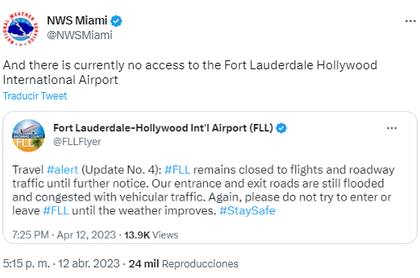 El NWS alertó a los viajeros sobre el cierre de vías al aeropuerto