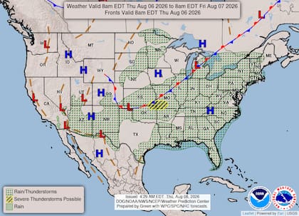 El NWS emitió un riesgo marginal (nivel 1 de 4) por lluvias excesivas desde el noreste hasta el sureste y el sur de los Grandes Lagos debido a la saturación previa de los suelos