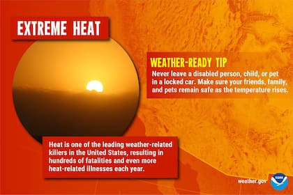 El NWS informó que el fenómeno térmico se expande al Medio Oeste y las Grandes Llanuras con temperaturas superiores a 40°C