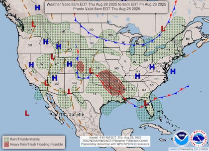 El NWS mantiene un aviso de "riesgo leve" por lluvias excesivas en el frente oriental de Colorado y sectores de Llanuras Altas