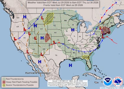 El NWS mantiene un Nivel 3 de 4 por lluvias excesivas en Nueva Inglaterra debido a precipitaciones repetidas sobre las mismas zonas