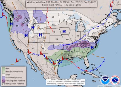 El NWS pronosticó que persistirán las corrientes de aire frío sobre los Grandes Lagos