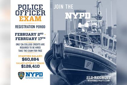 El NYPD ofrece salarios iniciales desde US$60.884, las solicitudes cierran el 17 de febrero