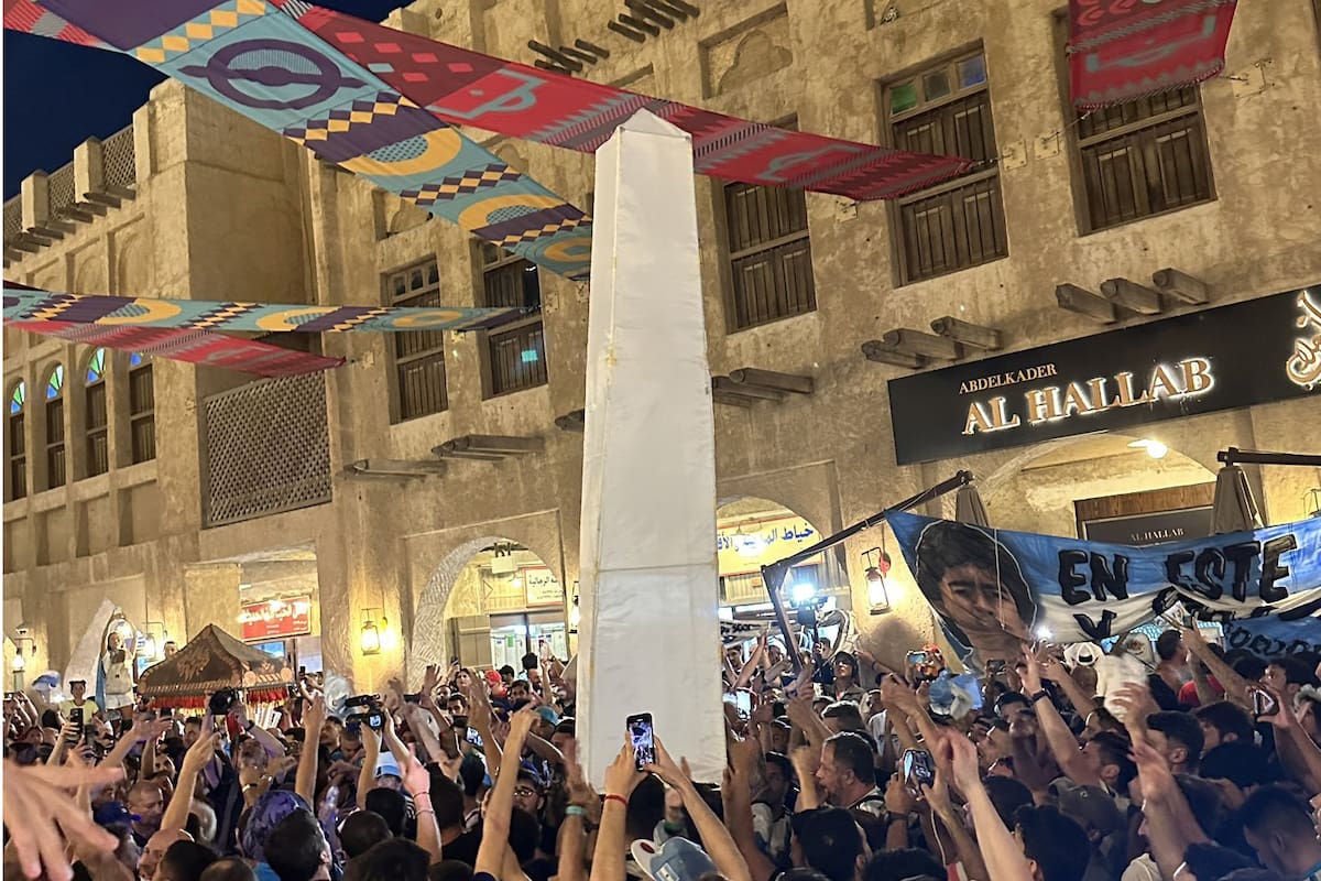 El Obelisco es la gran vedette de cada banderazo en Qatar