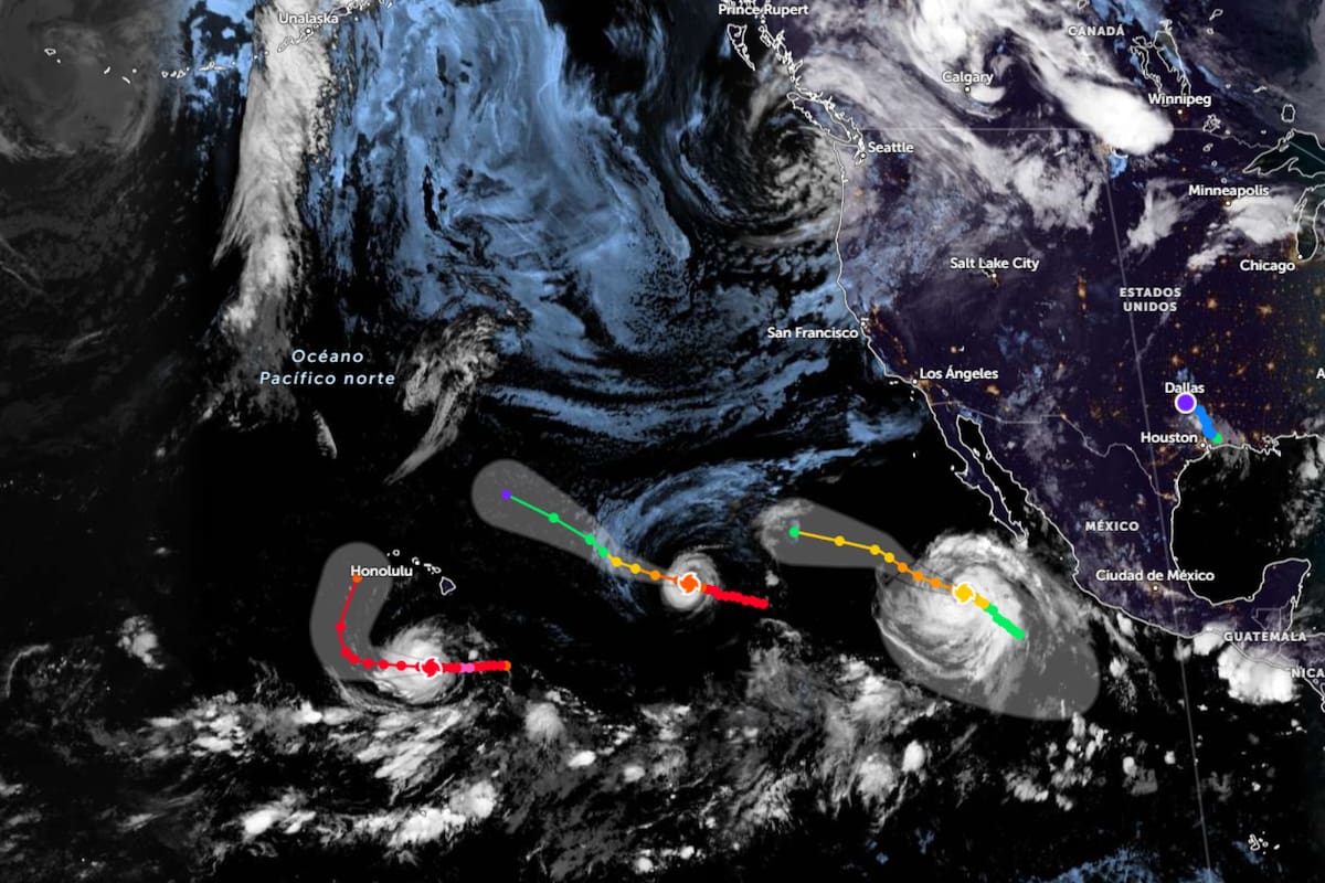 El océano Pacífico registra un escenario ciclónico particular con tres huracanes activos de manera simultánea que presentan trayectorias y evoluciones diversas