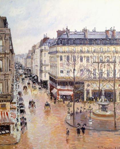 El óleo "Rue Saint-Honoré por la tarde. Efecto de lluvia" (1897), del impresionista Camille Pissarro