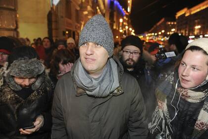 El opositor ruso Alexei Nalvany, en las protestas de 2011, en Moscú